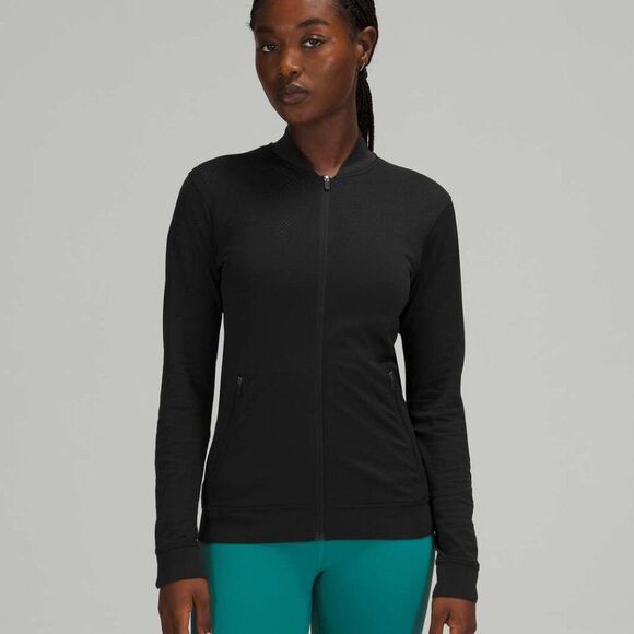Lululemon Black Seamless Sweat Wicking Training Jacket Size 12 - Picture 1 of 9